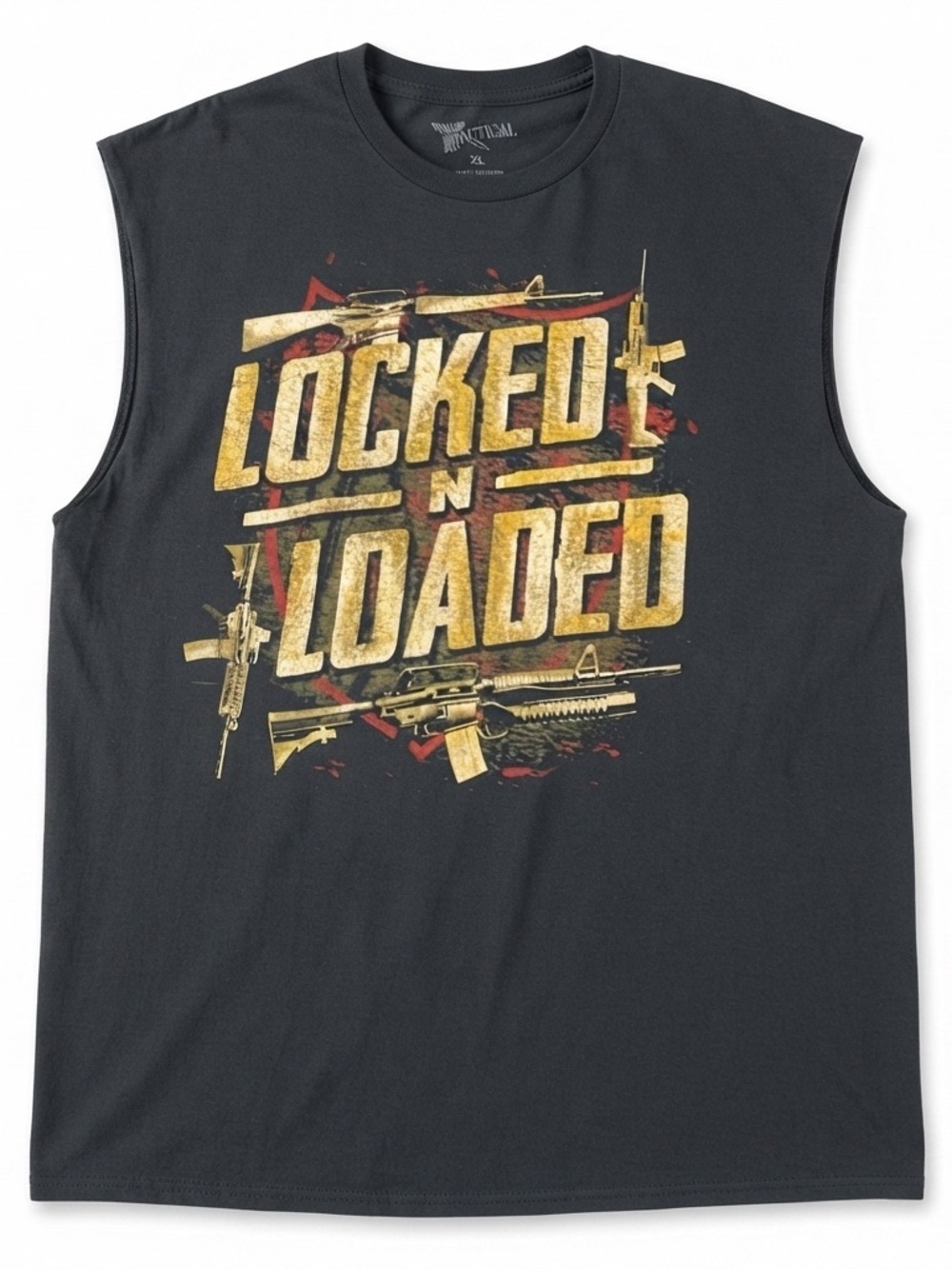 Tactical Black T Shirt XL Locked & Loaded Sleeveless
